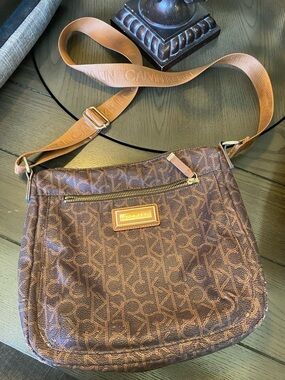 Calvin Klein Brown Monogram Crossbody Bag